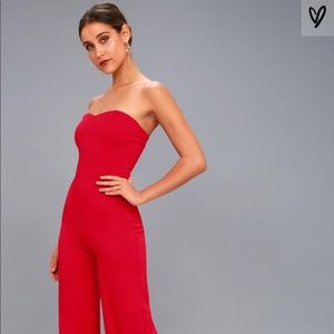 Lulus Edith Red Strapless Jumpsuit S